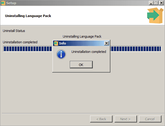 Uninstalling Language Pack